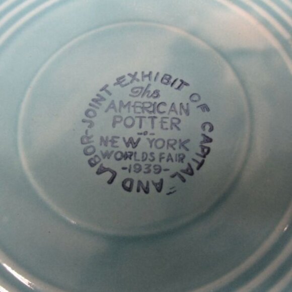 Homer Laughlin China Turquoise FIESTA 7 Inch 1939 Worlds Fair Potters Plate - Picture 4 of 4